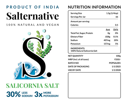 Salicornia Salt – 100g | Low Sodium, High Potassium, Pure & Natural